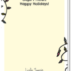 Achterkant kerstkaart 'Lights', waarop de tekst staat 'Oops i mean:Happy Holidays!' en aan de zijkanten zie je nog wat kerstlampjes