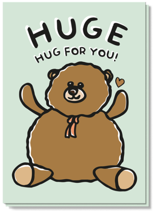 Kaart met daarop een grote knuffelbeer met de tekst 'Huge hug for you'