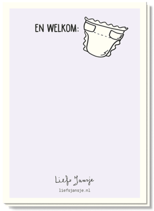 Zwangerschapskaart met een luier en de tekst 'Welkom..'