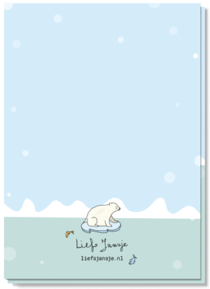 Achterkant kerstkaart christmas dinner polar bear blanco