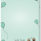 Achterkant kaart met twee honden met hartjes en ballonnen