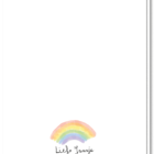 Achterkant wenskaart met een regenboog met de tekst: you don't get wrinkles you get little rainbows